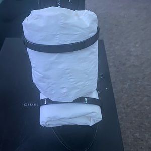 Black leather mule shoes